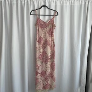 VTG Plaza South Sz8 Rose Pedals Midi Sleeveless Dress Ruffle